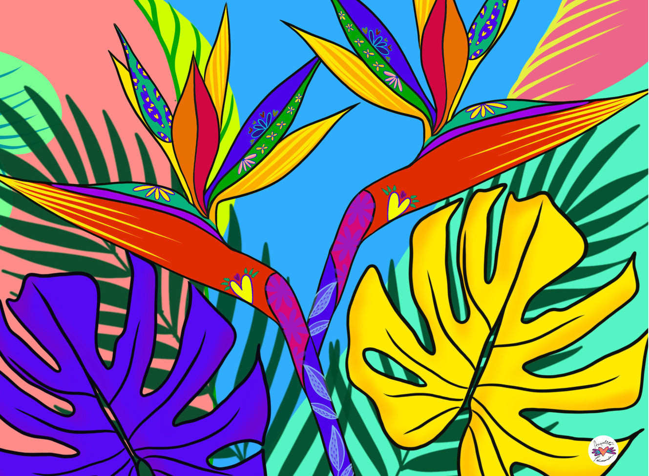 Kit Pinta por Número 30x40 cm - Hojas tropicales - ANGELITO PEÑARANDA