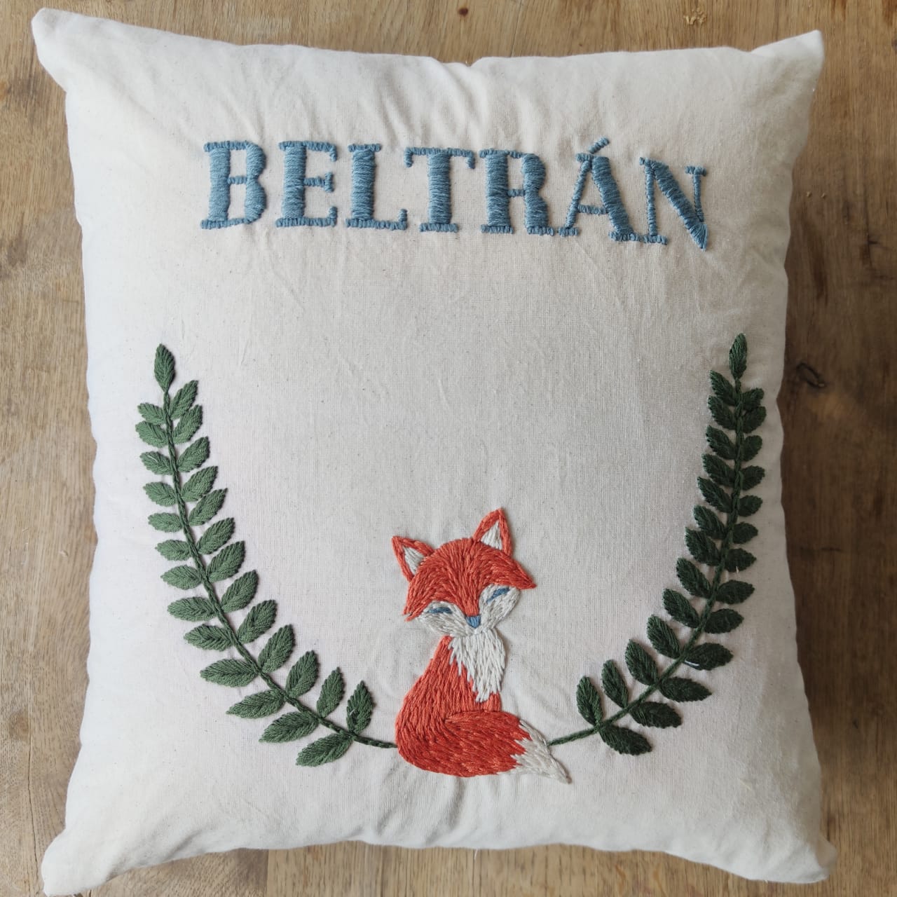Kit funda de cojin Personalizado con nombre Zorrito
