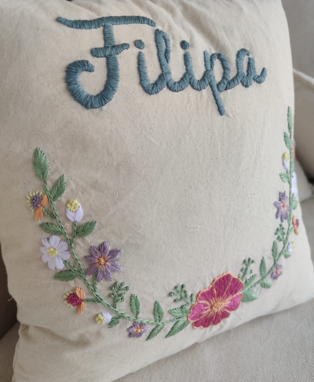 Kit funda de cojín Personalizado flores Filipa