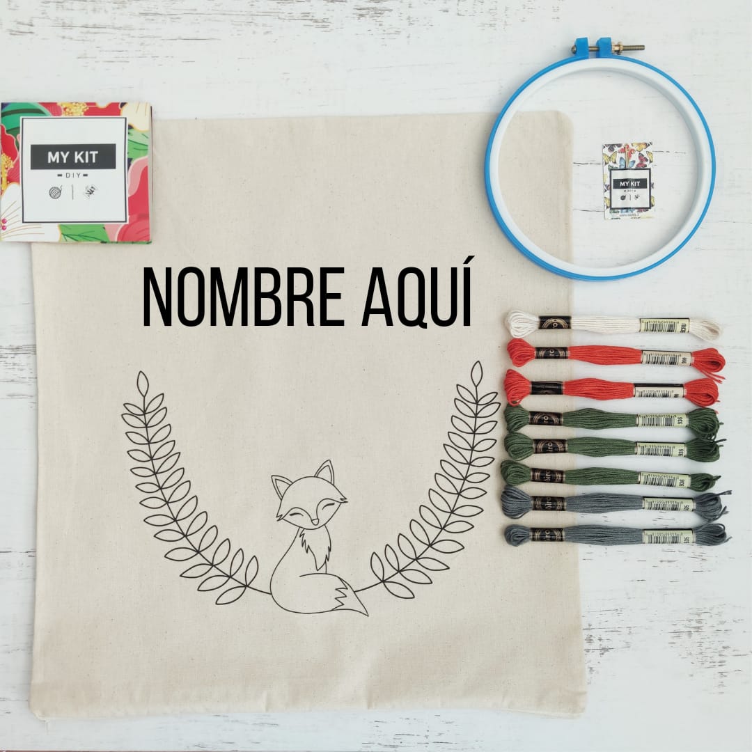 Kit funda de cojin Personalizado con nombre Zorrito