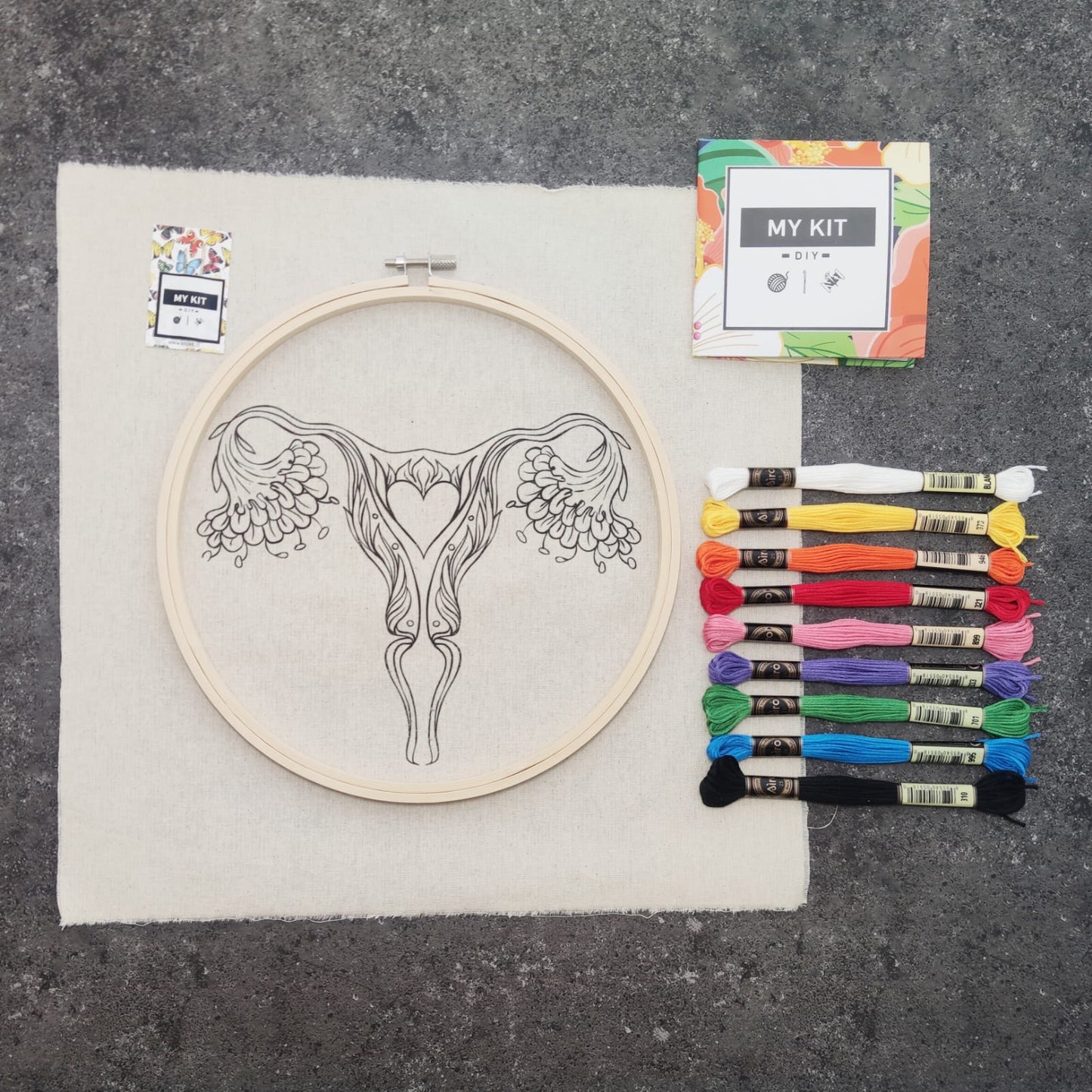 Kit en bastidor con esquema de puntos - útero Natalia