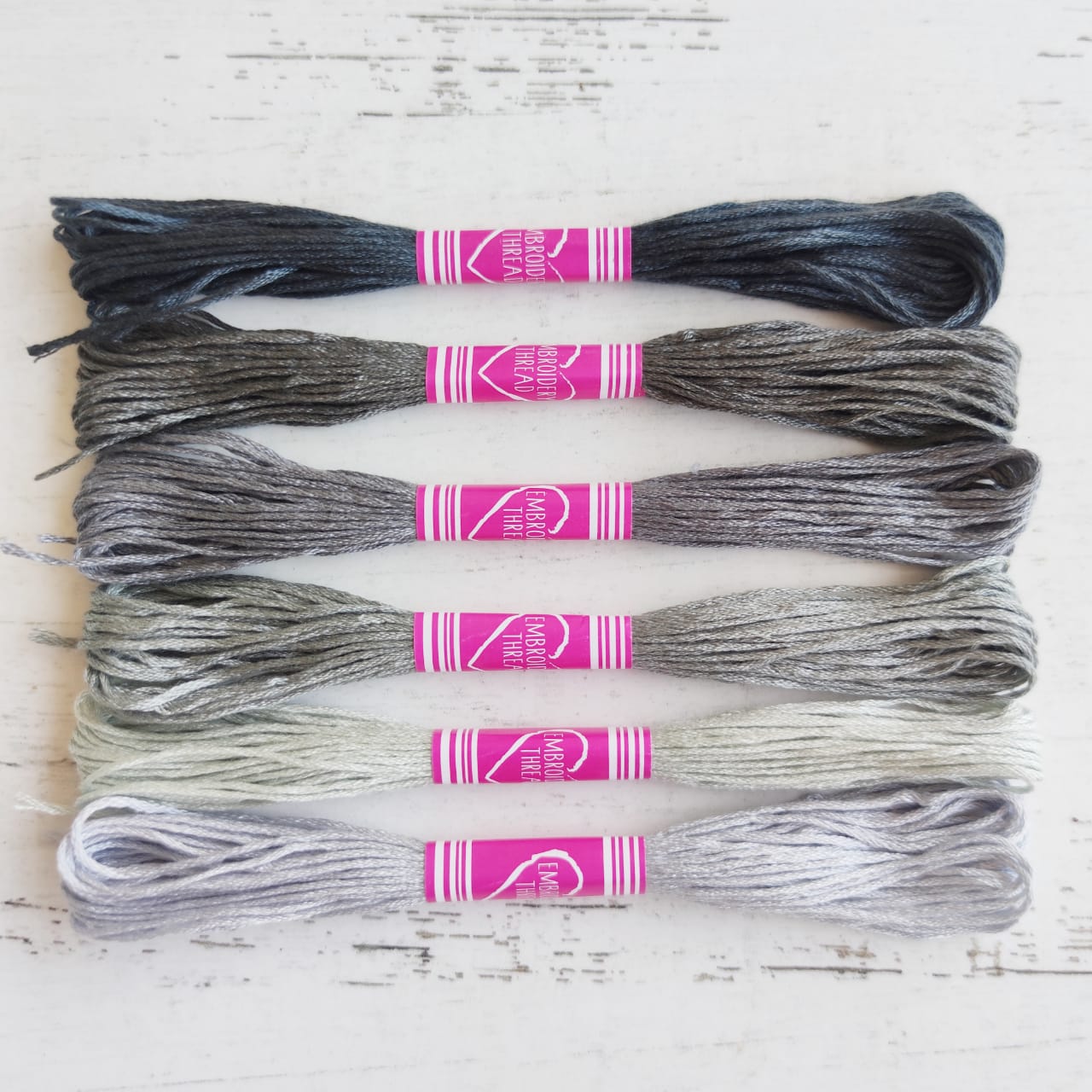 Kit 6 hilos mouline gris en degradé