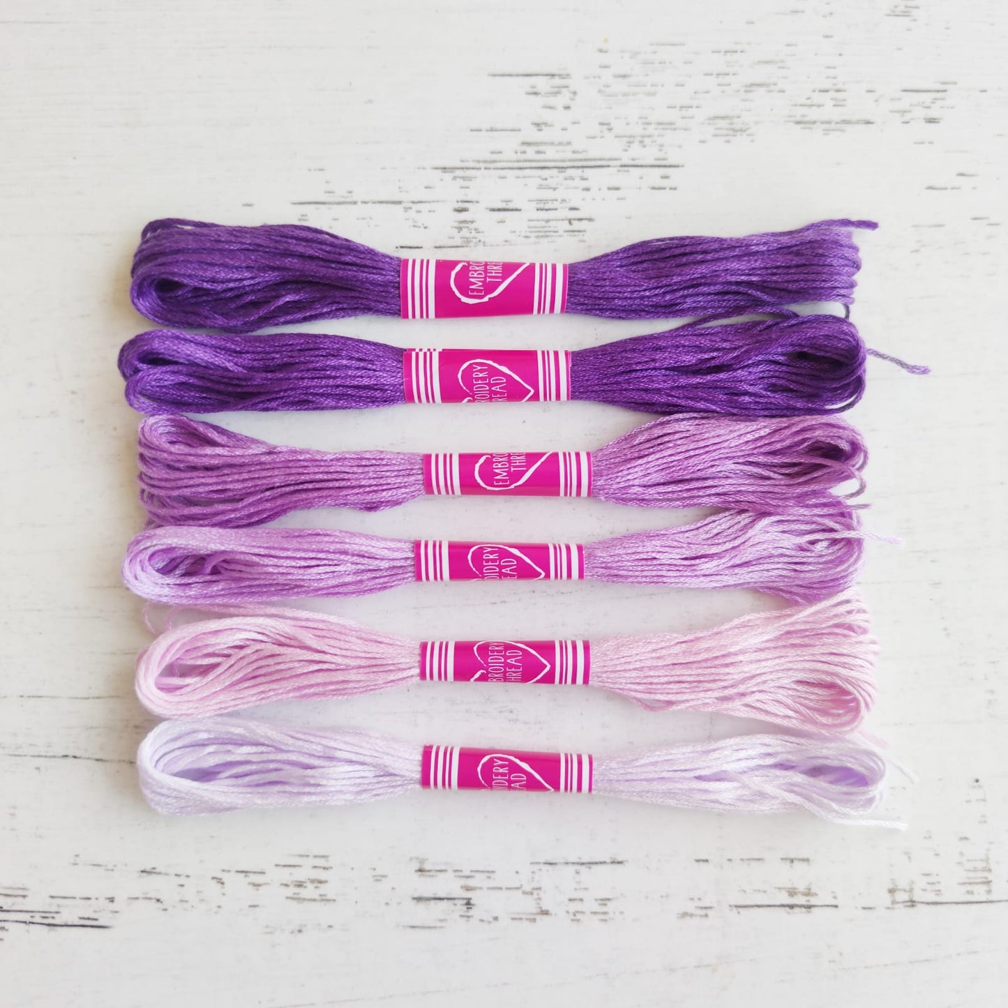 Kit 6 hilos mouline morados en degradé