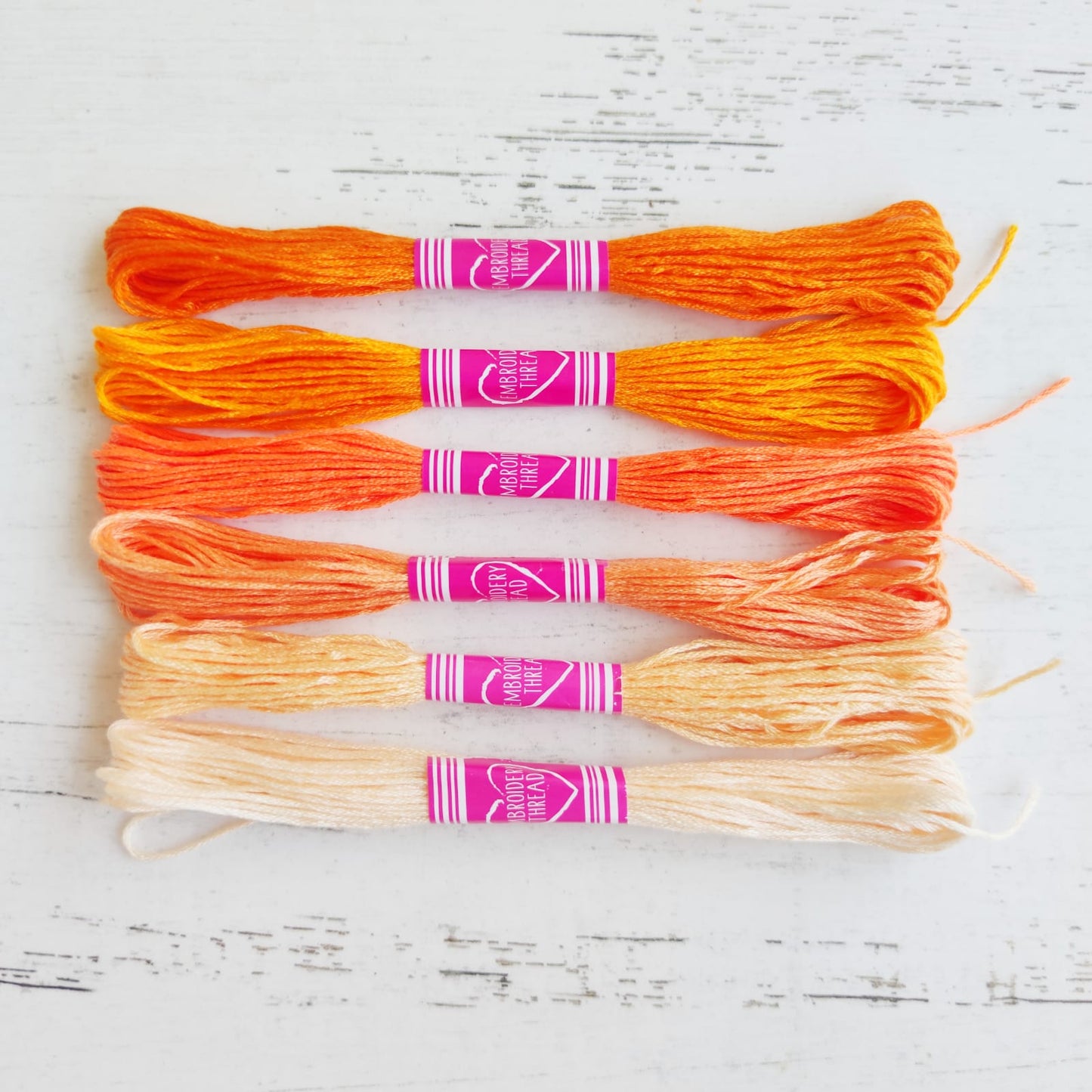 6 hilos mouline naranjos en degradé