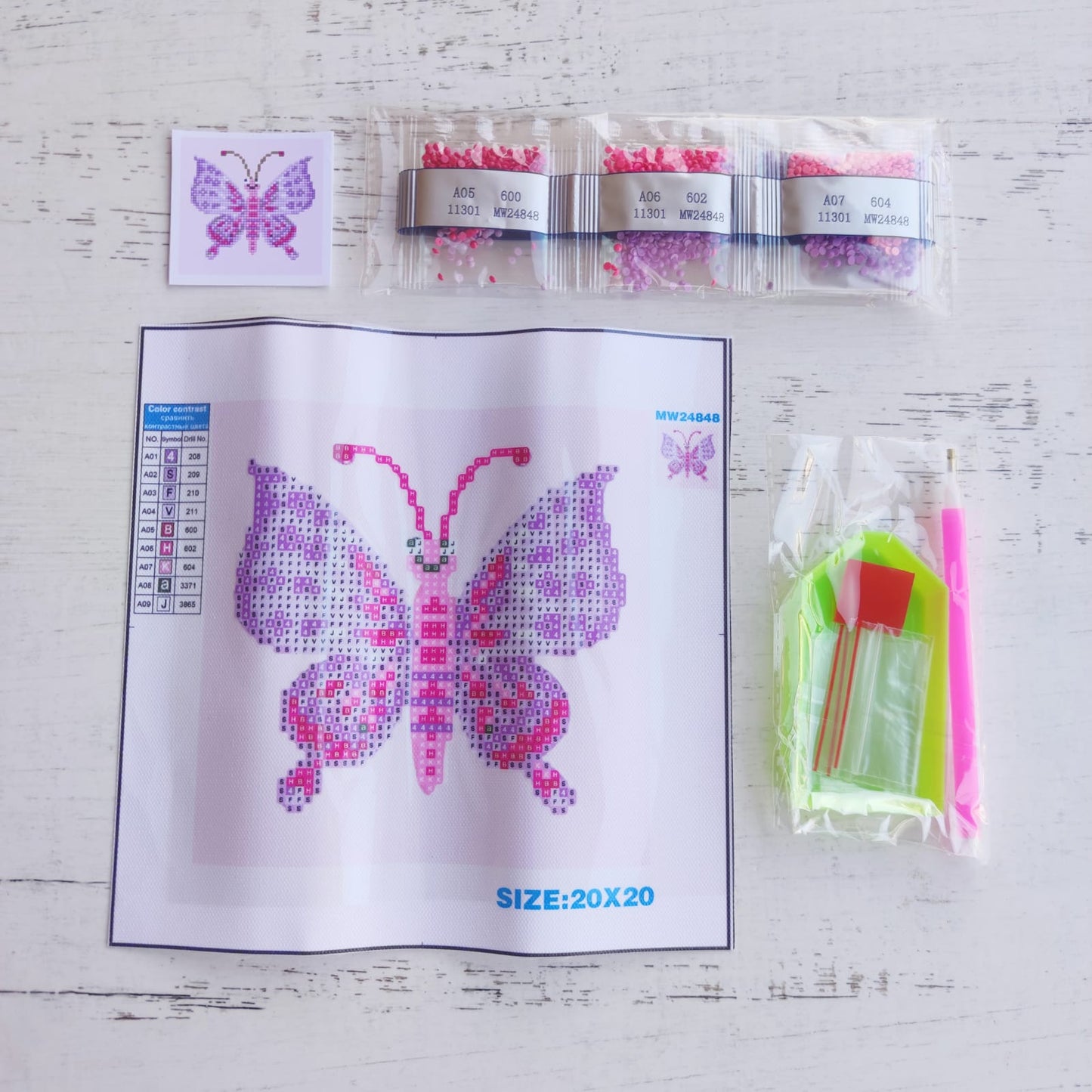 Kit Pinta con Diamantes 20x20 cm - mariposa