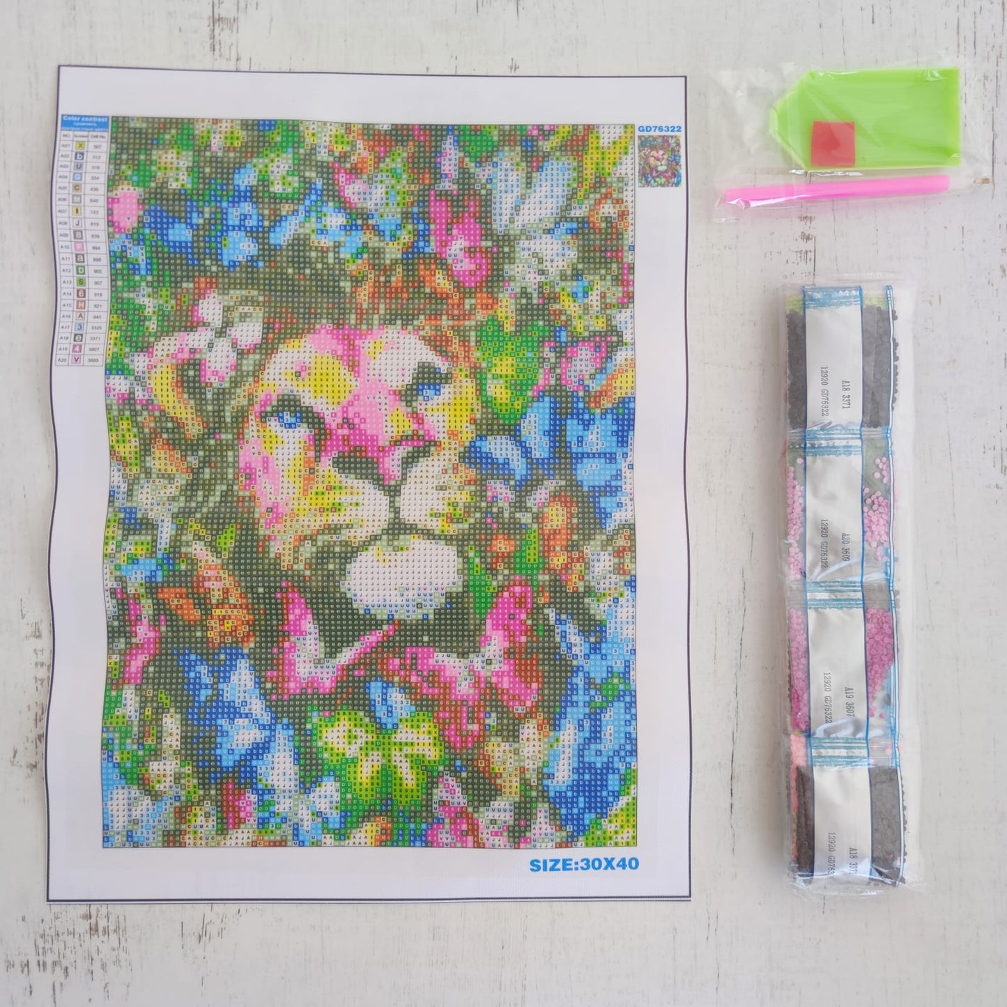 Kit pinta con diamantes 30x40 cm - León con mariposas