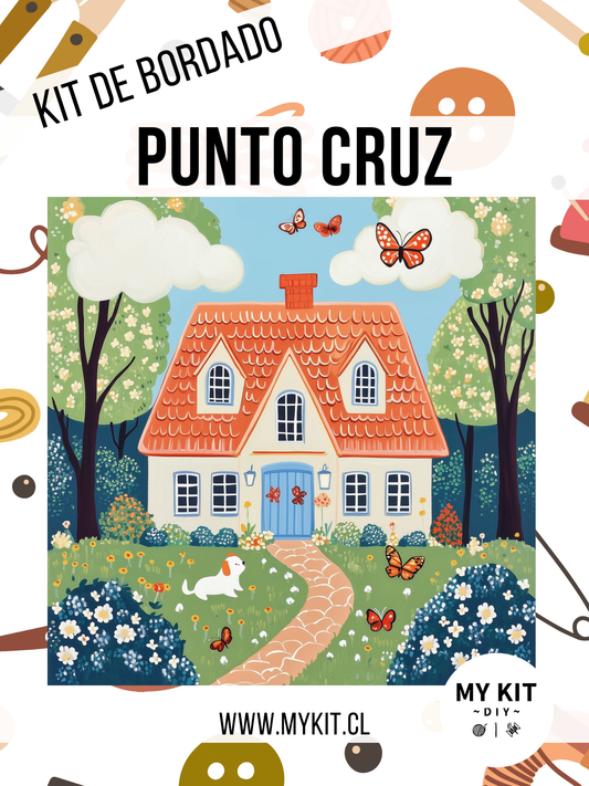 Kit punto cruz - Casita (40x40cm)-11ct