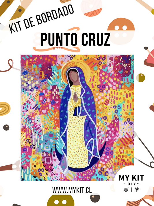 Kit punto cruz - Virgen colores (40x40cm)-11ct