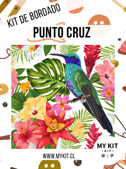 Kit punto cruz -Colibrí (40x40cm)-11ct