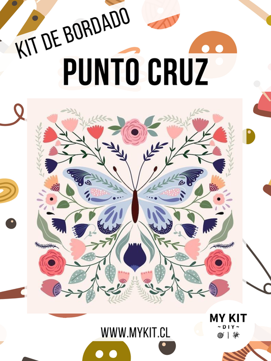 Kit punto cruz - Mariposa (40x40cm)-11ct