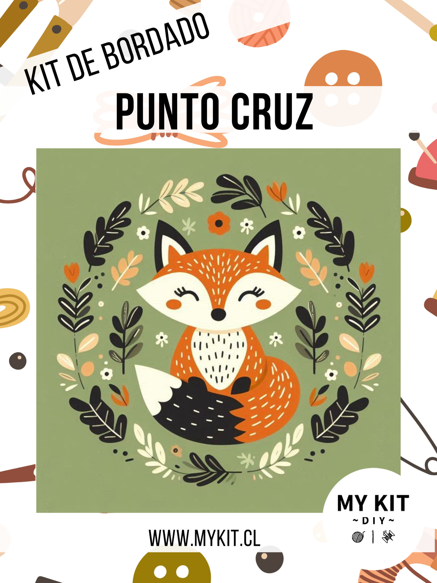 Kit punto cruz - Zorrito (40x40cm)-11ct