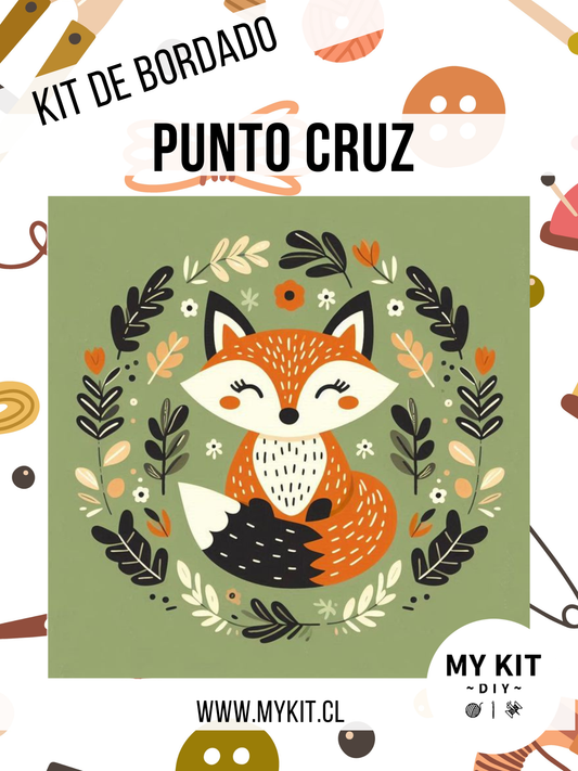 Kit punto cruz - Zorrito (40x40cm)-11ct