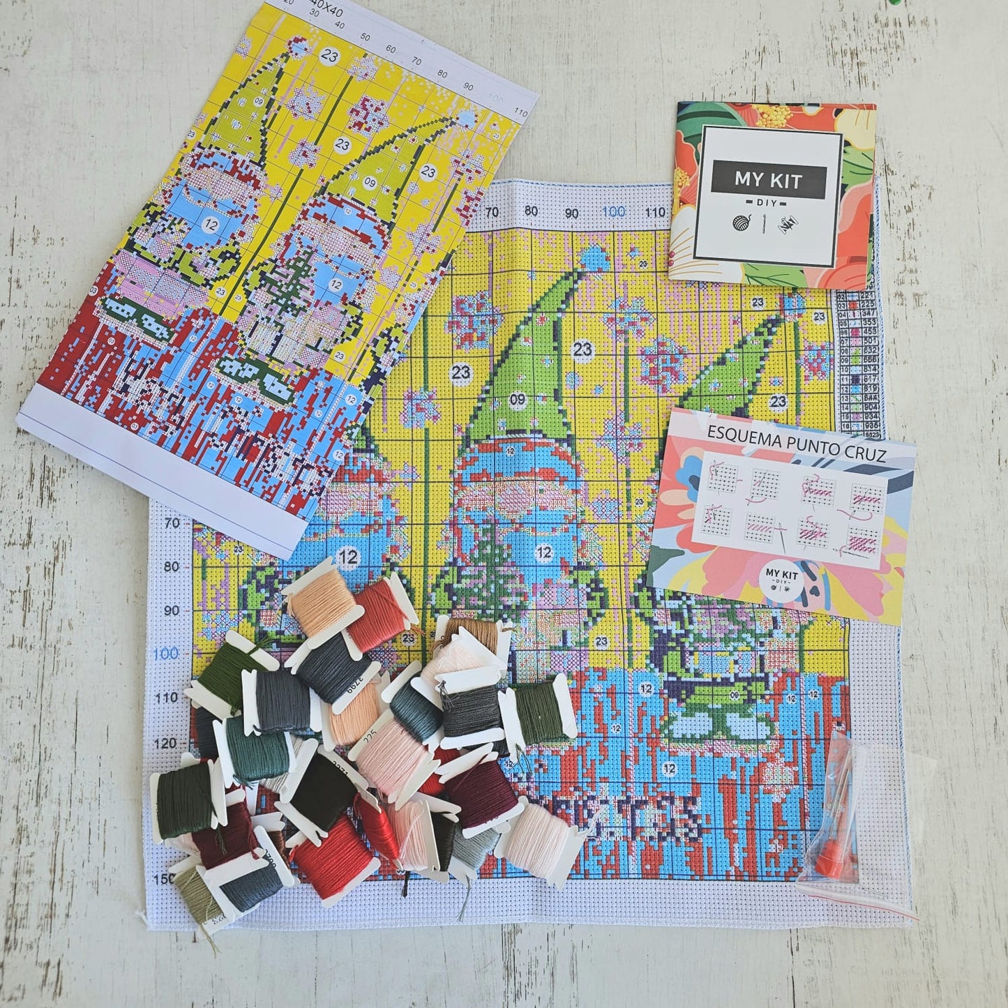 Kit punto cruz - Duendes navidad