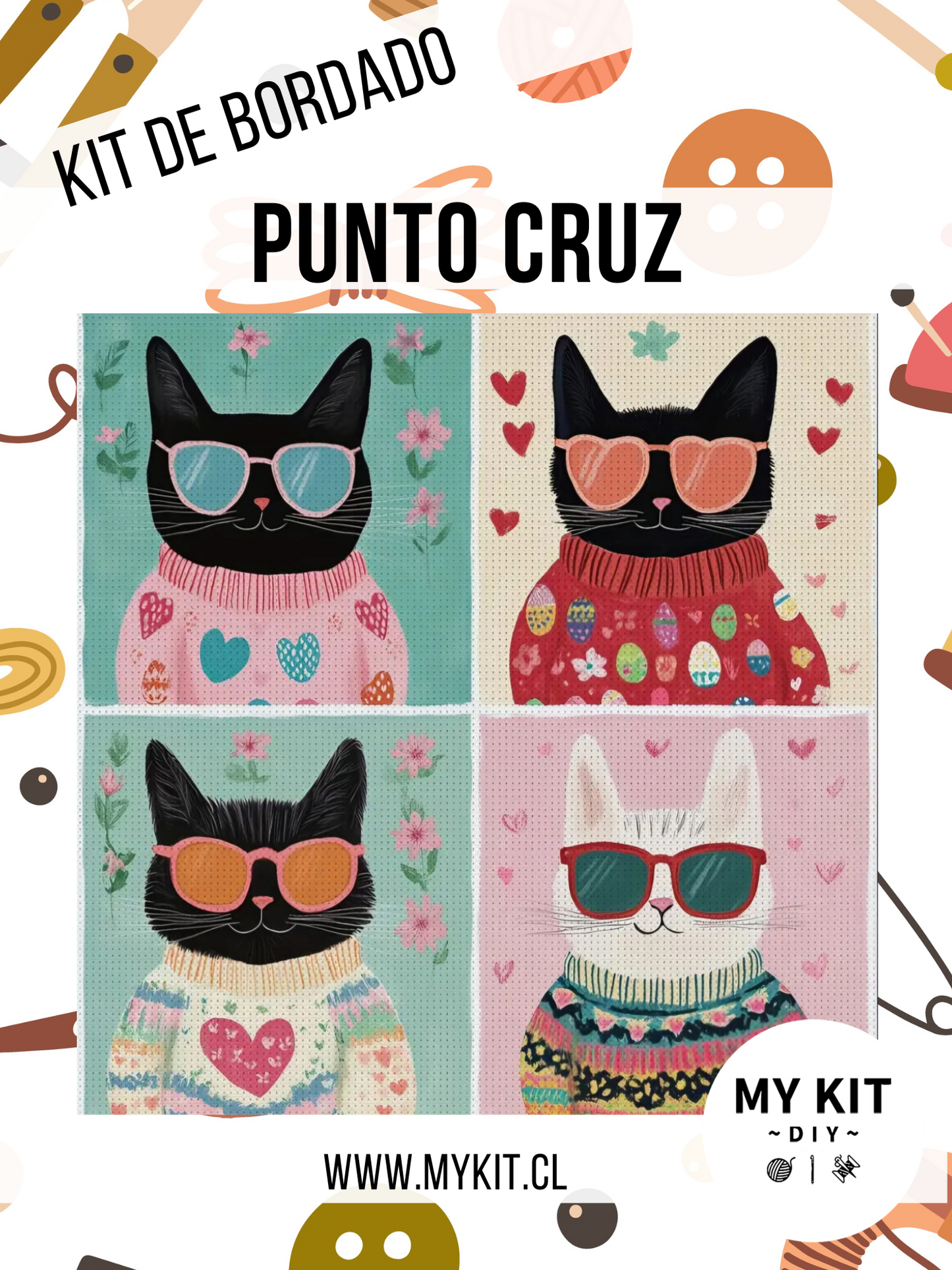 Kit punto cruz - Gatitos