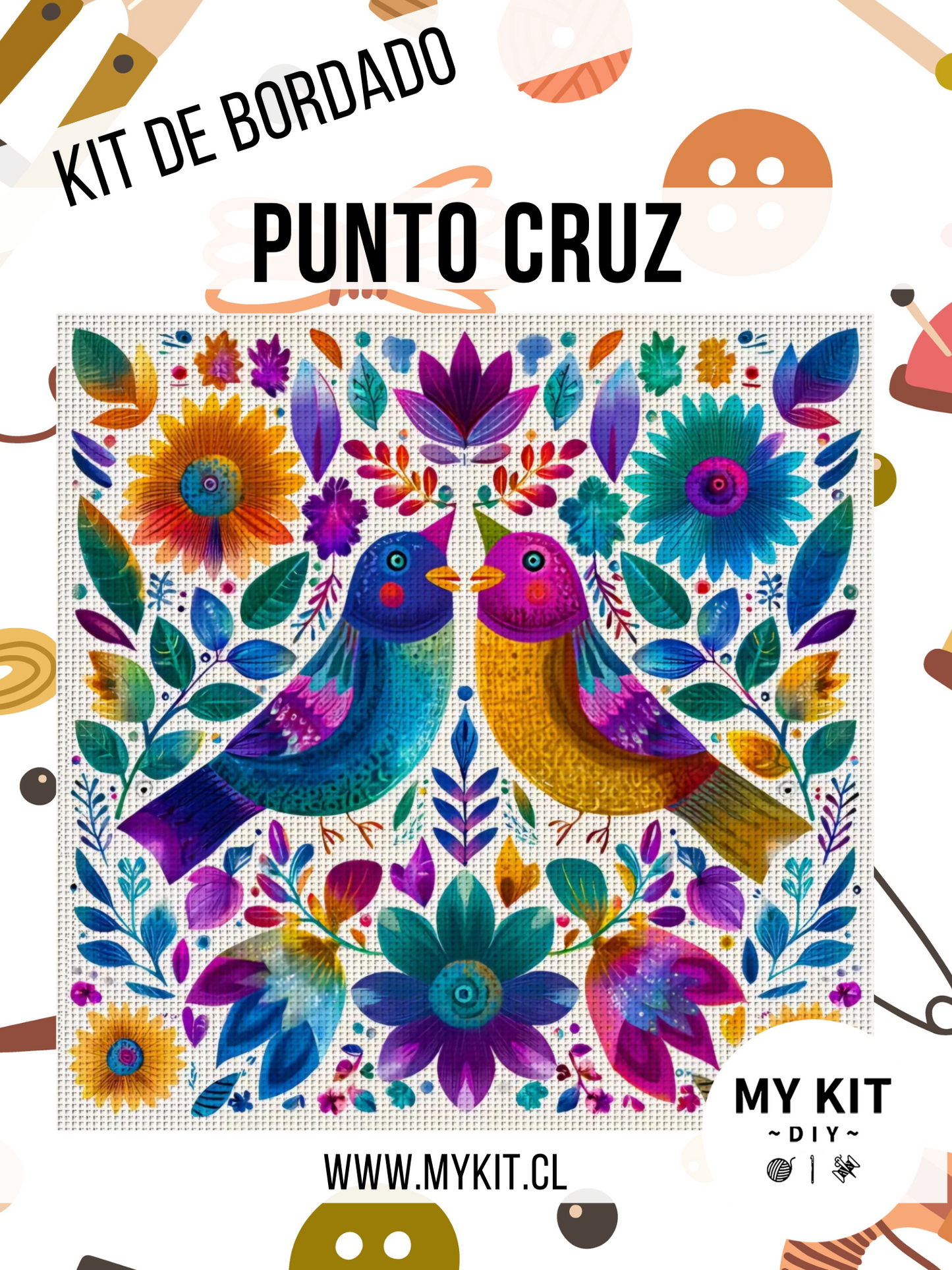 Kit punto cruz - Pajaritos
