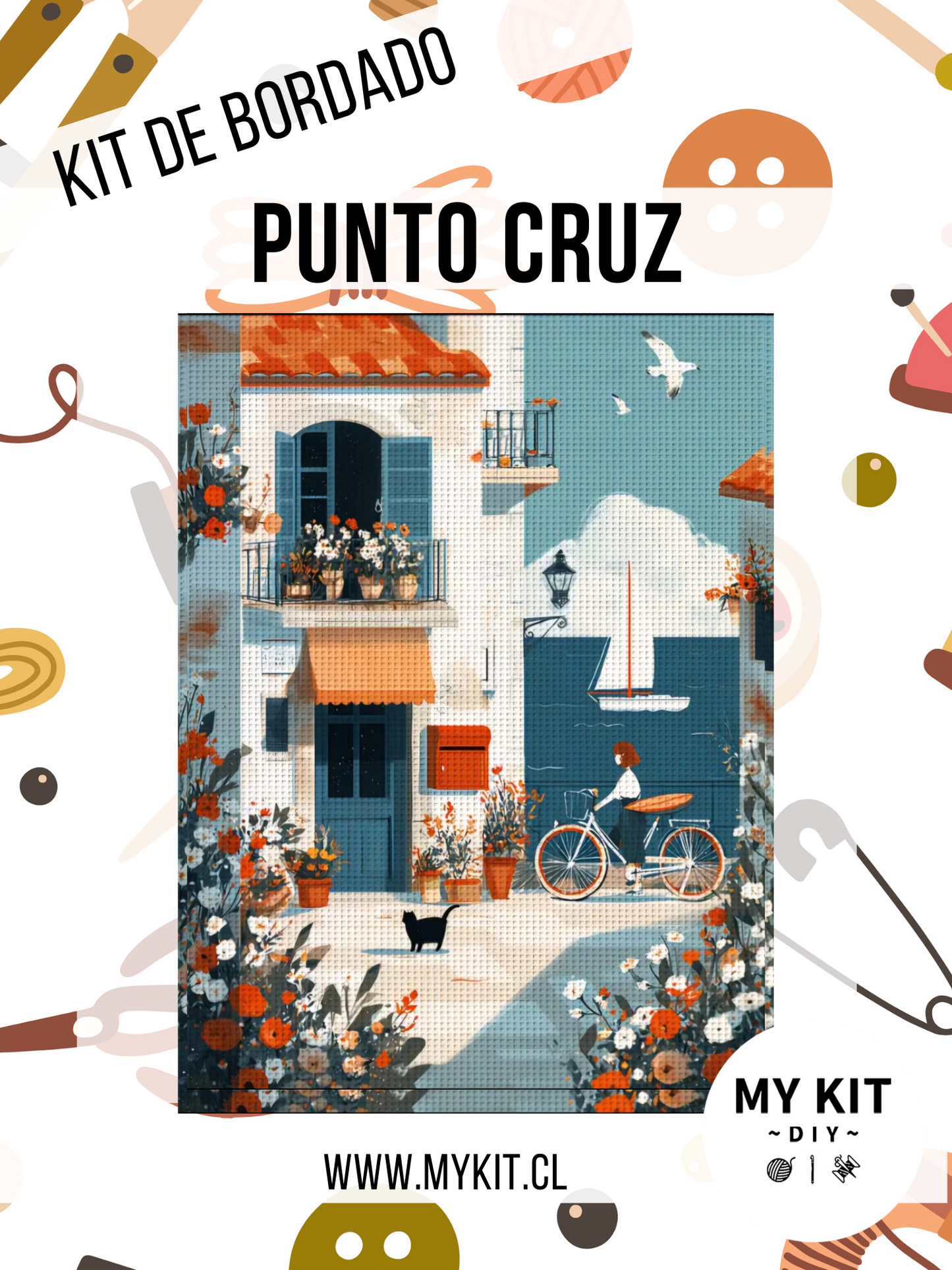 Kit punto cruz - casa en el mar