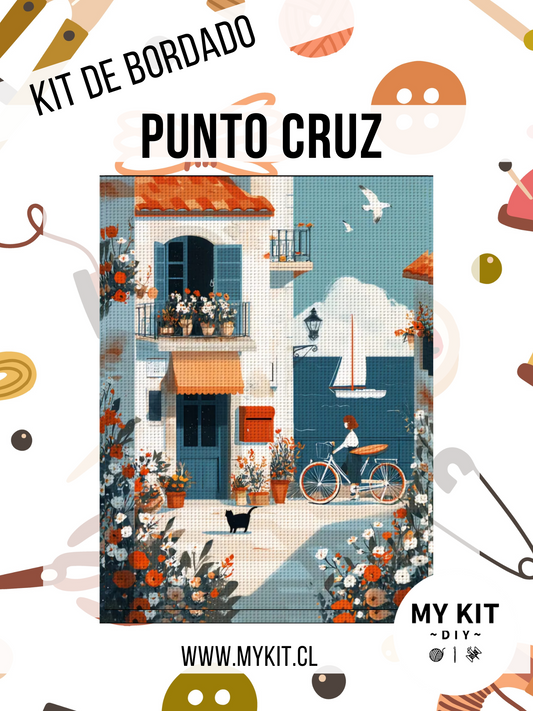 Kit punto cruz - casa en el mar