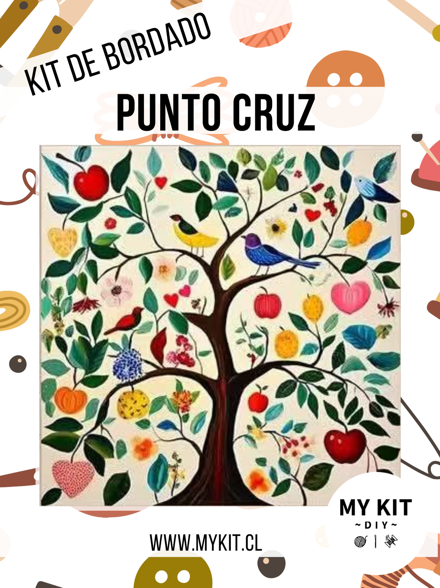 Kit punto cruz - Árbol de la vida (40x40cm)-11ct
