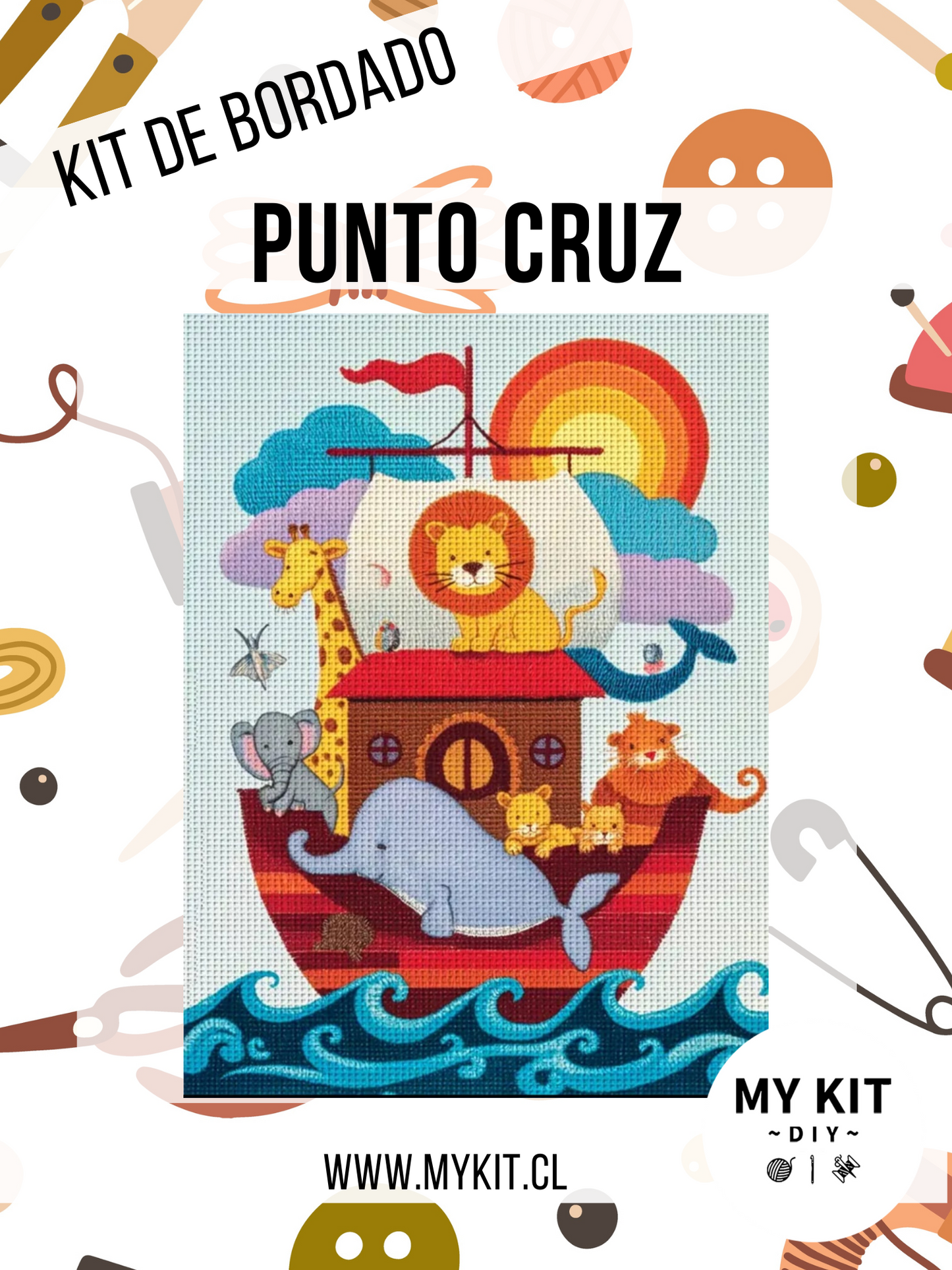 Kit punto cruz - Barco con animales
