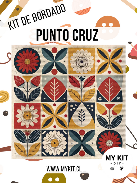Kit punto cruz -Flores de otoño