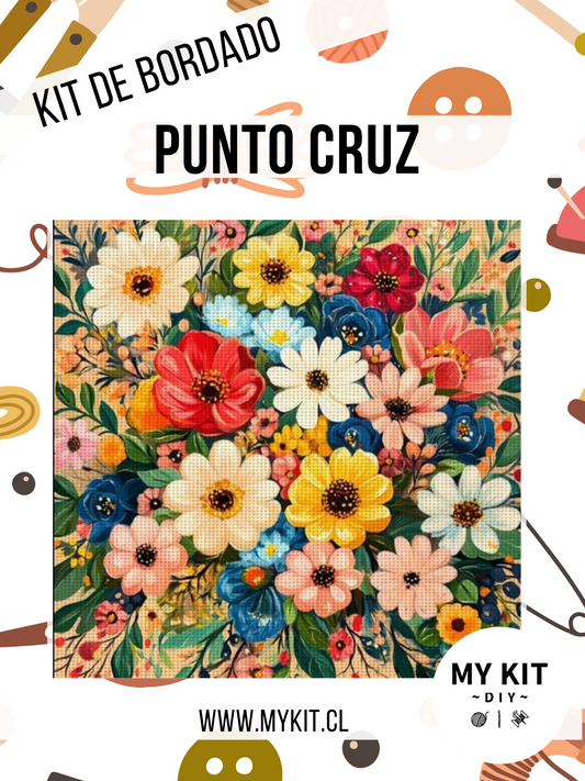 Kit punto cruz -  Flores
