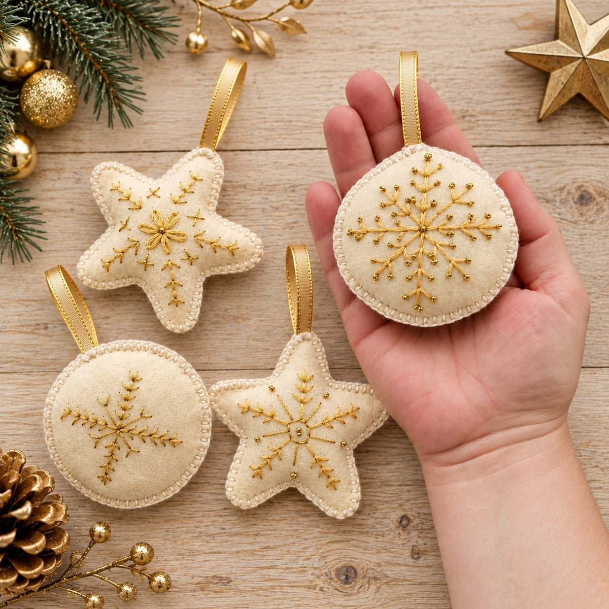 ¡ESPECIAL NAVIDAD! Kit adornos blancos con dorados