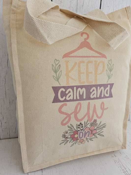 Totebag Keep calm and sew on "LOVE HANDMADE"