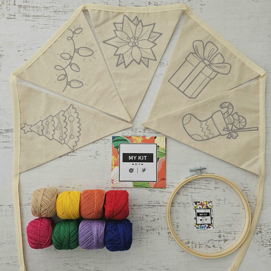 ¡ESPECIAL NAVIDAD! Kit banderines para bordar Navideño