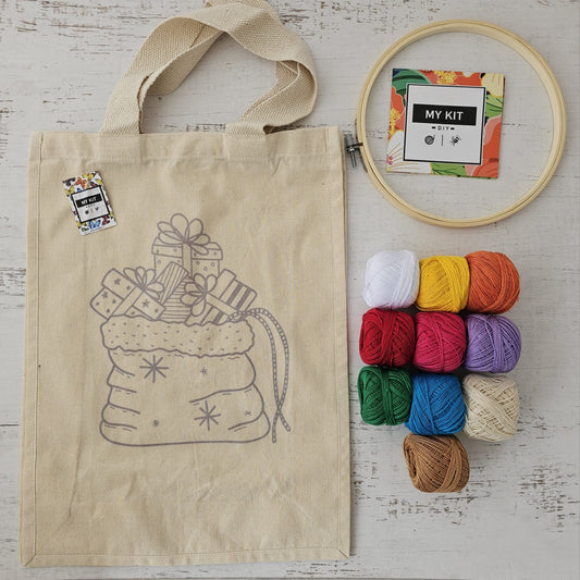 ¡ESPECIAL NAVIDAD! Kit bolso para bordar navideño