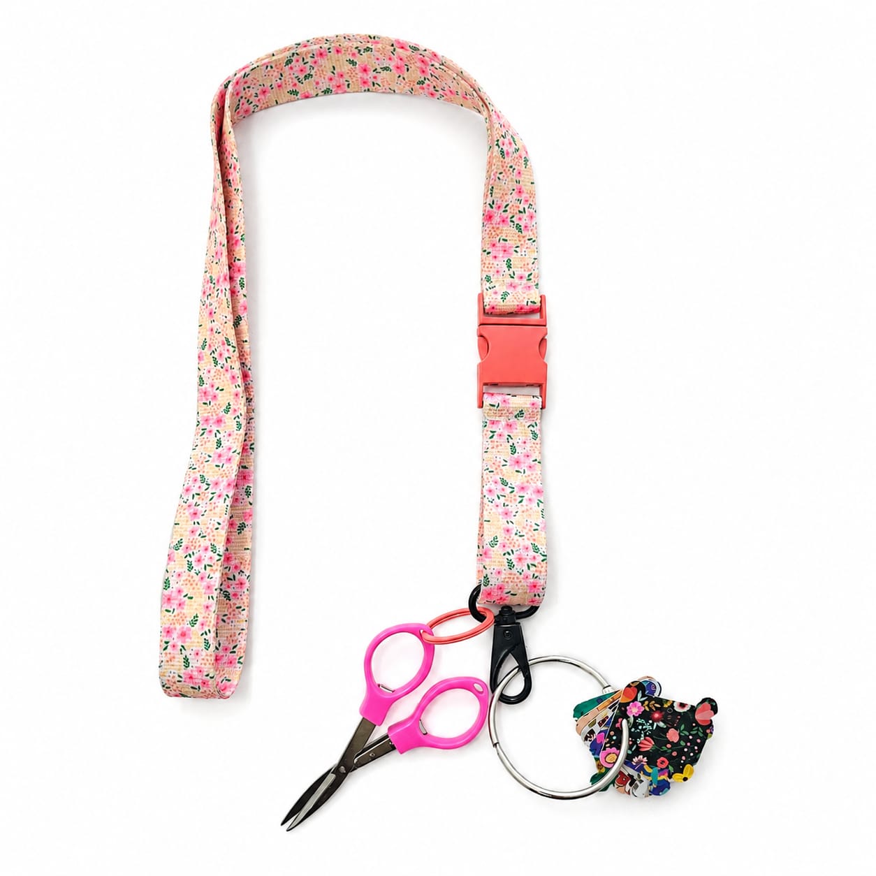 Landyard para bordar flores pasteles