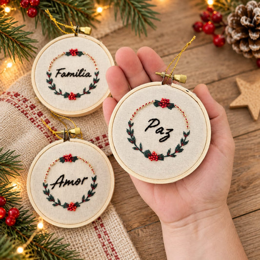 ¡ESPECIAL NAVIDAD! Kit 3 mini bastidores adornos para el arbolito frases