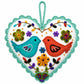 Kit corazón blanco dos pajaritos bordado Ayacuchano