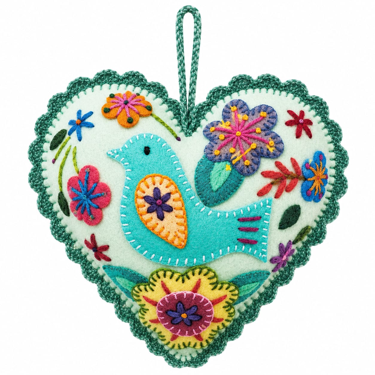 Kit corazón verde bordado Ayacuchano