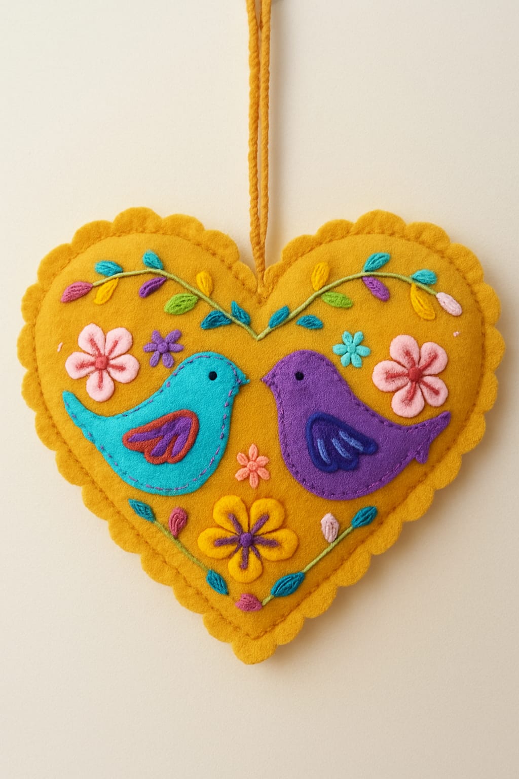 Kit corazón Mostaza bordado Ayacuchano