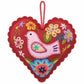 Kit corazón rojo un pajarito bordado Ayacuchano