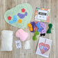 Kit corazón verde agua dos pajaritos bordado Ayacuchano