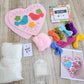 Kit corazón rosado dos pajaritos bordado Ayacuchano