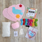 Kit corazón rosado un pajaro bordado Ayacuchano