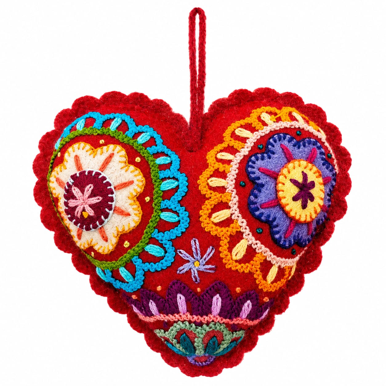 Kit corazón rojo bordado Ayacuchano