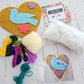 Kit corazón mostaza un pajaro bordado Ayacuchano