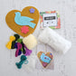 Kit corazón mostaza un pajaro bordado Ayacuchano