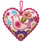 Kit corazón rosado un pajarito bordado Ayacuchano