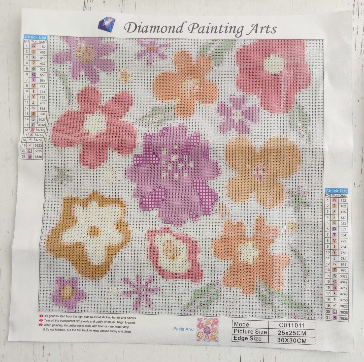 Kit pinta con diamantes en composición flores 25x25 cm