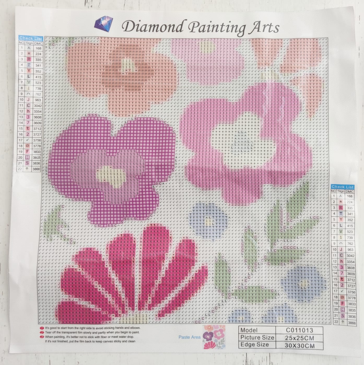 Kit pinta con diamantes en composición flores 25x25 cm