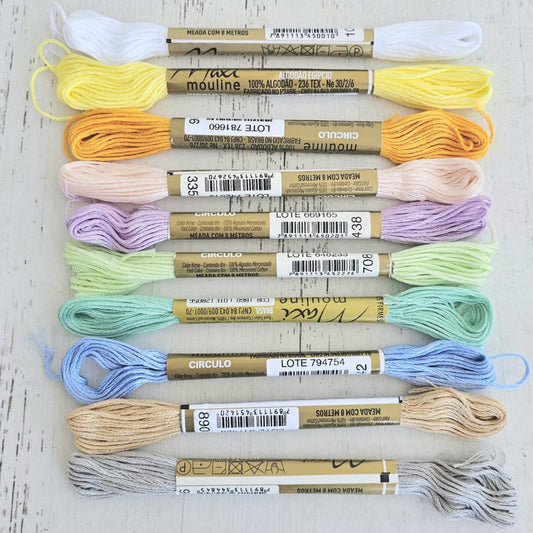 Kit 10 hilos mouline colores pasteles