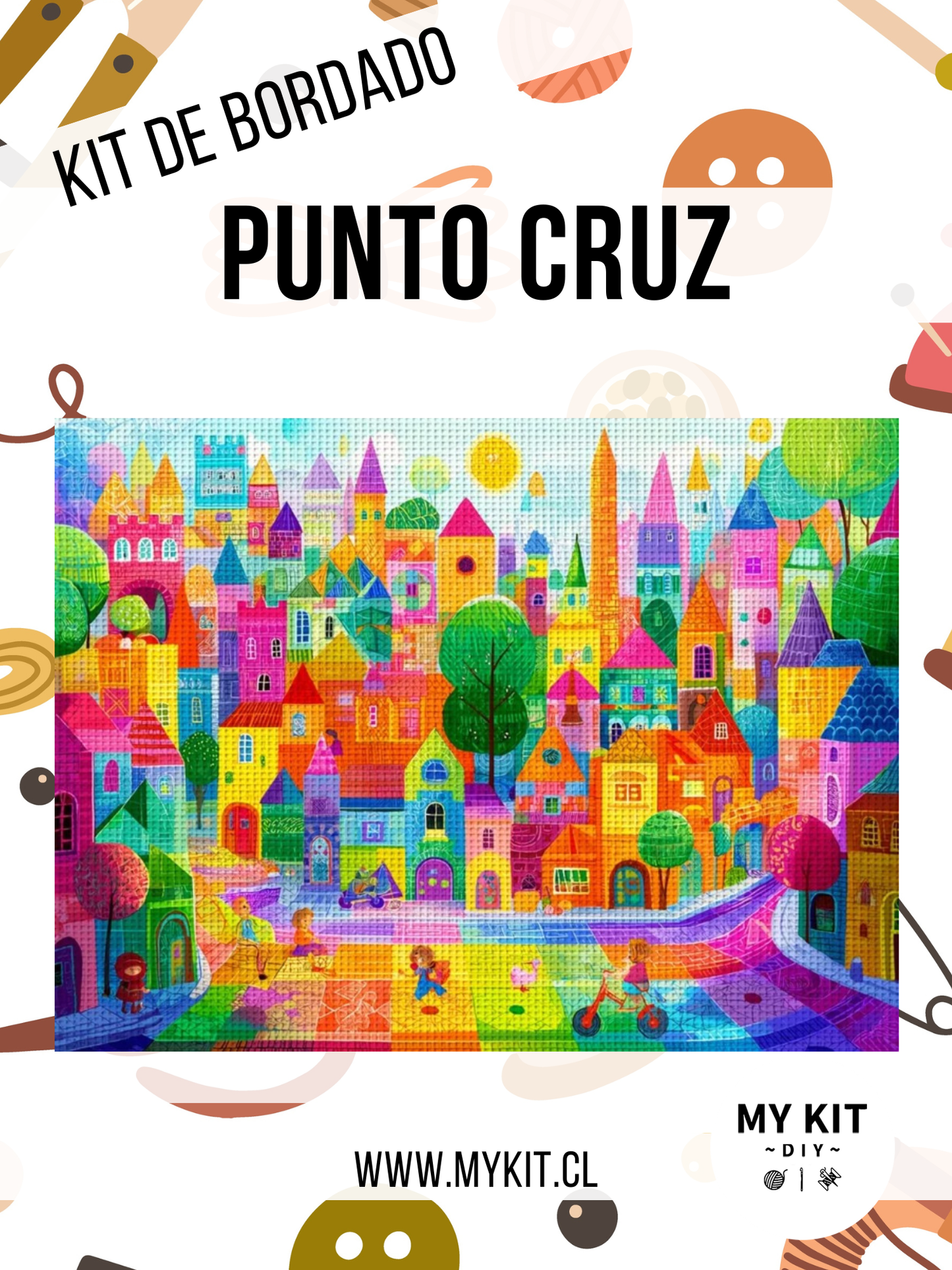 Kit punto cruz - casa colores (30x40cm)-11ct