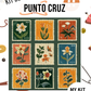 Kit punto cruz - Estampillas con flores (40x40cm)-11ct