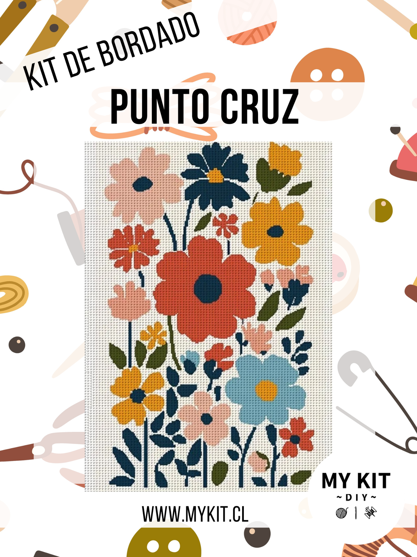 Kit punto cruz - flores (30X40cm)-14ct