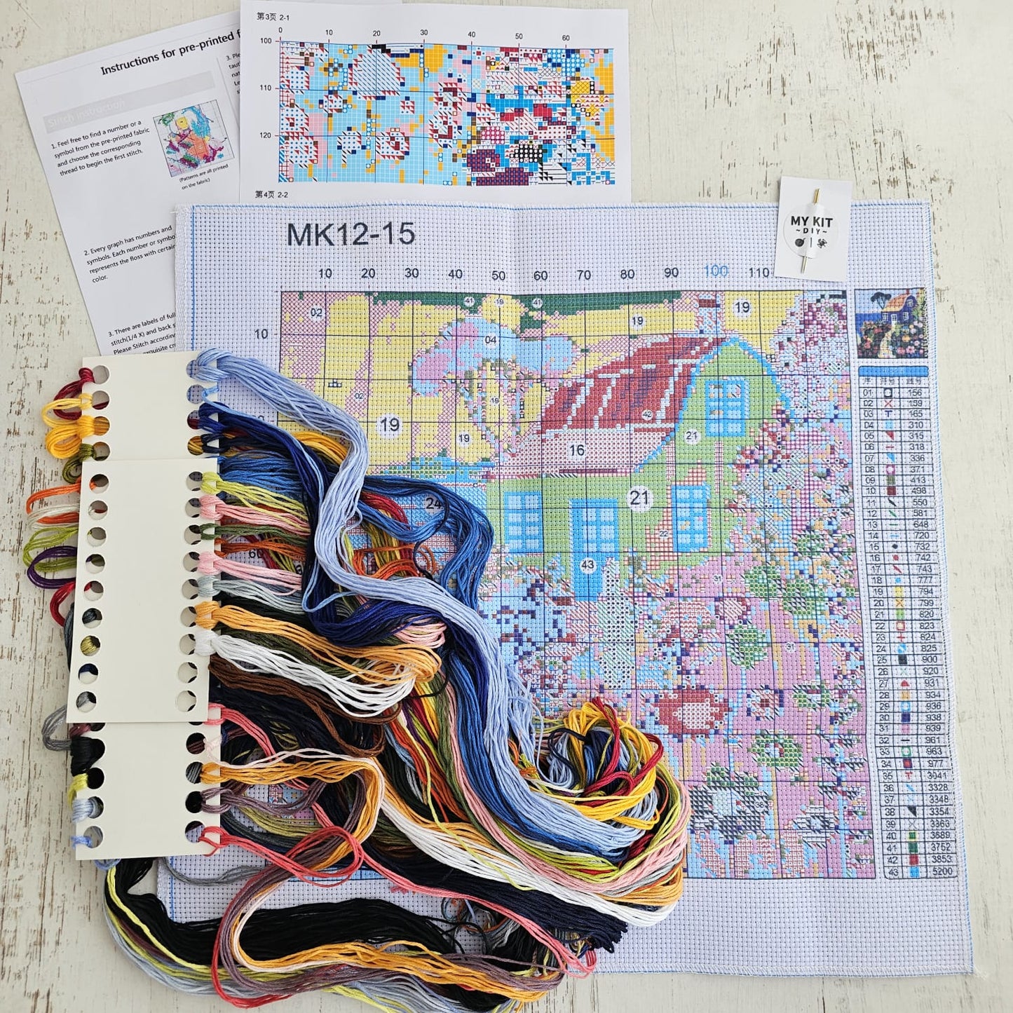 Kit punto cruz - Casita azul (40x40cm)-11ct