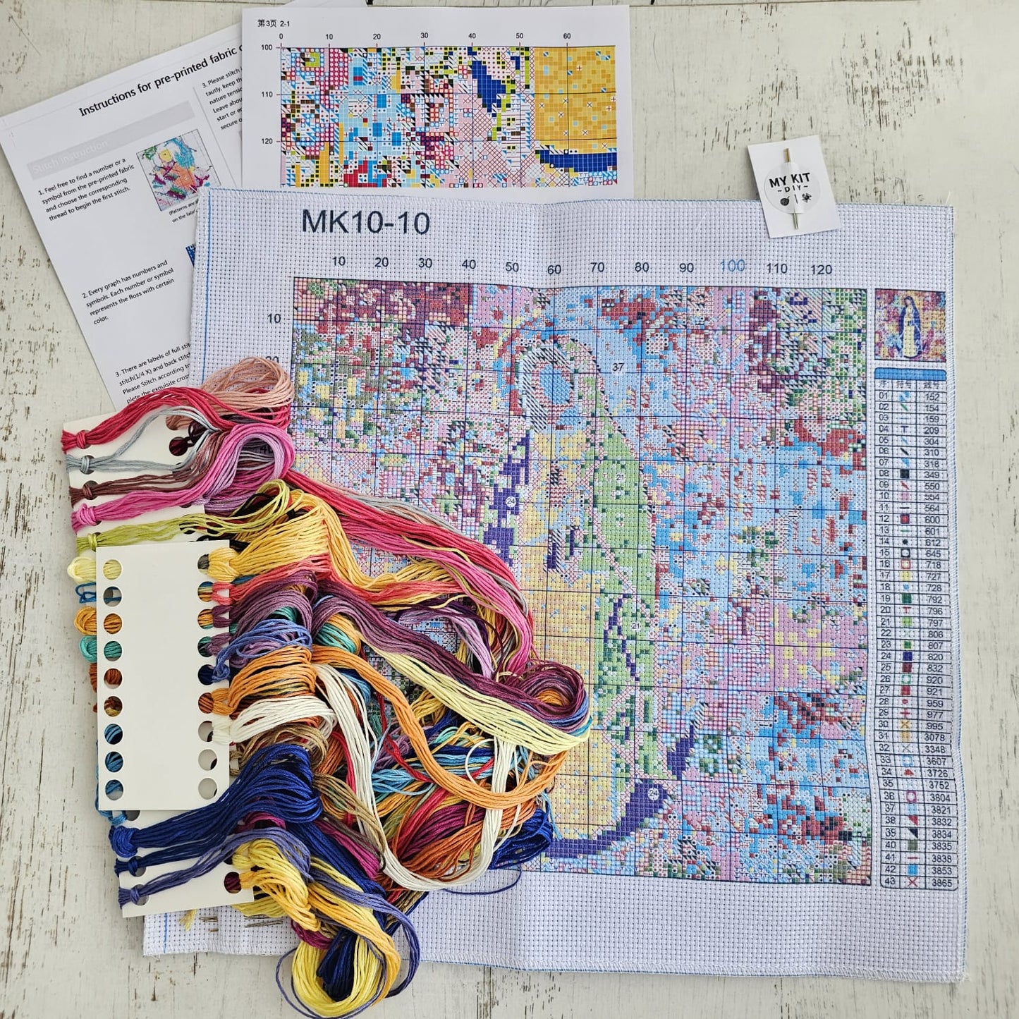 Kit punto cruz - Virgen colores (40x40cm)-11ct